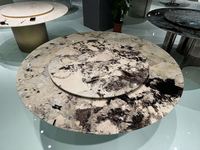 Pieds de table ronds en acier inoxydable de luxe haut de gamme, plateau de table à manger en marbre luxueux, base de table ronde effet miroir