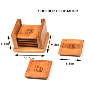 Posavasos cuadrado redondo de <span class=keywords><strong>madera</strong></span> de bambú, no tóxico, alta calidad, con soporte - Product Image 4