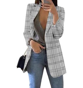 <strong>Ladies</strong> Fashion Plaid Print <strong>Jacket</strong> for Women - Product Image 4