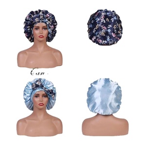 Bonnet de nuit personnalisé pour femmes, double couche avec bande à nouer, réversible, protection des cheveux, cadeau promotionnel - Product Image 1
