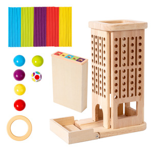 Puzzle per Bambini Torre della Pizza, Gioco in Legno Tre-in-Uno, Bastoncini Colorati da Tirare, Gioco Educativo Precoce per Genitori e Figli - Product Image 5