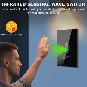 Venta al por mayor de interruptores de luz de pared de panel táctil de panel de vidrio templado estándar de EE. UU. Y AU con sensor infrarrojo de onda manual - Product Image 3