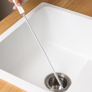 Cepillo de limpieza de desagües de material PP blanco sólido para inodoros y lavabos, herramienta limpiadora de tuberías - Product Image 3