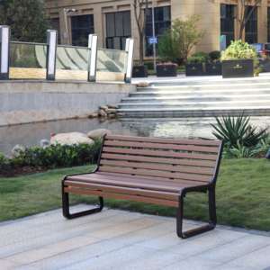Banco de exterior de Ciudad de mobiliario urbano en stock bancos de asiento de parque de metal con patas de aluminio fundido y listones de madera dura <span class=keywords><strong>Jatoba</strong></span> - Product Image 3