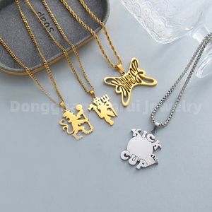 Collar con Colgante de Acero Inoxidable Chapado en Oro de 18k con Mapa de Mano de Animal Personalizado para Niños, Grabado Personalizado, Moda Moderna - Product Image 4