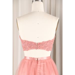 Robe de soirée en tulle <span class=keywords><strong>longue</strong></span> au sol avec chérie moderne <span class=keywords><strong>jupe</strong></span> de soirée élégante <span class=keywords><strong>et</strong></span> décontractée <span class=keywords><strong>ensemble</strong></span> de deux pièces ligne rose douce princesse illimitée - Product Image 4