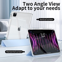 Housse de protection transparente légère antichoc avec étui porte-crayon pour iPad Pro 11 pouces étui M4 2024 5th Gen