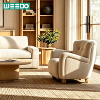 Fauteuil Minimaliste en Tissu pour Salon, avec Ailes Évasées et Accoudoirs Inclinés, Pieds en Chêne, Écologique, Idéal Hôtel et Appartement
