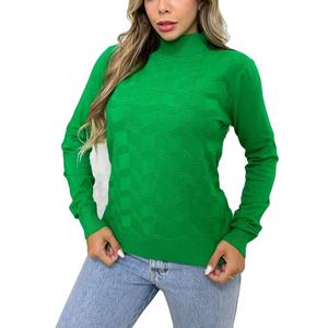 Suéter con estampado informal de manga larga para mujer, suéter con bordado frontal, suéter de punto gráfico de temporada de invierno de talla grande - Product Image 1