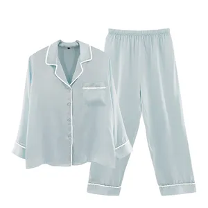 Vente en gros de pyjamas doux pour la peau chemises de nuit pour femmes, ensemble 2 pièces vêtements de nuit en polyester modal pour femmes