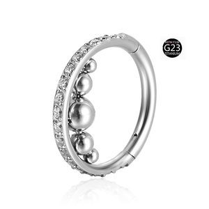Anneaux de nez et boucles d'oreilles hélix daith en titane ASTM F136 G23, anneaux segmentés articulés |   Bijoux de piercing pour tragus avec pierres en zircon - Product Image 5