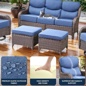 Cojín Personalizado para Silla de Exterior, Azul Marino, Esponja, Respaldo y Asiento, Resistente al Agua, Rectangular, para Sofá Individual, Muebles de Patio - Product Image 3