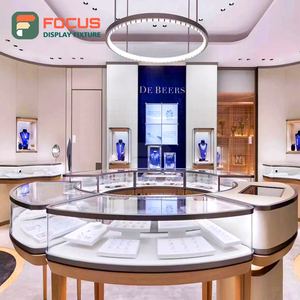 Vitrina de Exhibición de Joyería de Lujo, Moderna, de Madera, Vidrio y Metal, con Iluminación LED, para Boutique de Alta Gama - Product Image 5