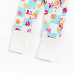 Miozing Baba ve Ben Baskılı Organik Bambu Bebek Pijamaları Stokta Bebek Tulumu Toptan Bambu Bebek Kıyafetleri Butik İçin - Product Image 5