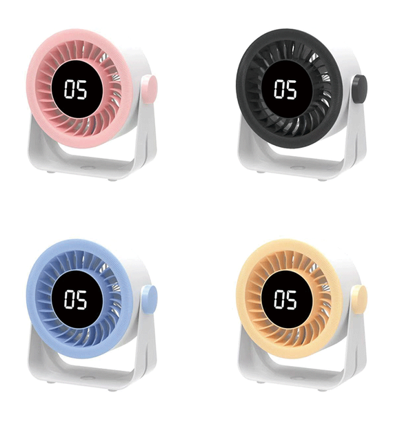 Rechargeable Cooling Fan LED Digital Display  High Speed Desktop Fan Wall-mount Installation 360° Rotation Low Noise  LM04