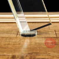 Trophée en verre de jade en forme de livre transparent unique avec base ronde pour les souvenirs du club de poésie