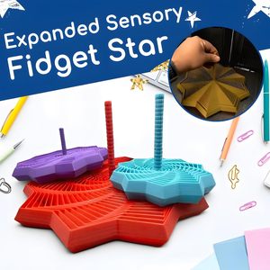 ของเล่นบีบคลายเครียดสำหรับเด็กและผู้ใหญ่รูปรูปดาวแฟร็กทัลหกเหลี่ยม3D ประสาทสัมผัสสีชมพูขยายได้สำหรับฟิดเจ็ต - Product Image 4