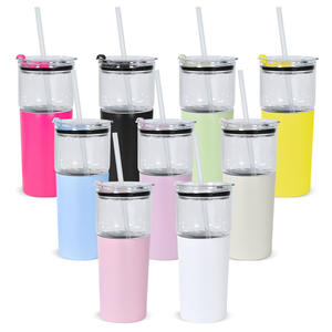 Tasse à double paroi en verre borosilicate transparent 25oz, écologique, en acier inoxydable, double usage, 9 couleurs - Product Image 1