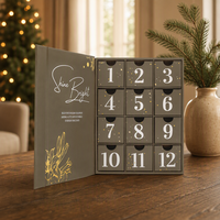 Luxuriöser Adventskalender mit Eigenem Logo, 12-Tage-Box aus Karton, Leere Countdown-Geschenkverpackung für Kosmetik und Schokolade