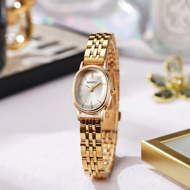 New Arrival NAIDU Oval Dial Stainless Steel Strap Eco-Friendly Women's Watch Bar-and-Dot Design High-End Light-Luxury Quartz