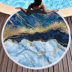 Printed Custom Circular Beach Towel Beach 100% Polyester Absorbent Bath Towel