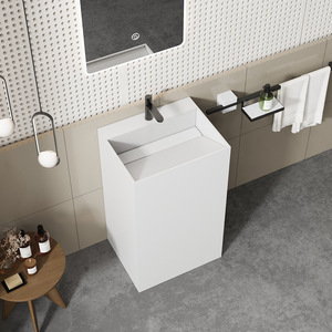 Modern Rectangular Floor Standing Bathroom Vanity with Stainless Steel Basin Polished Finish Compact Design for Small Spaces - Product Image 2