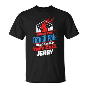 T-shirt noir unisexe pour adulte avec nom de Noël Jerry l'aide du pôle nord - Product Image 1