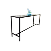 Table de bar carrée à pieds hauts en acier inoxydable noir, idéale pour les événements et les fêtes en plein air dans les hôtels