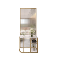 Light Luxury Modern Glass Partition Cabinet with Screen Wall and Front Door Shelf for Entryway/Living Room