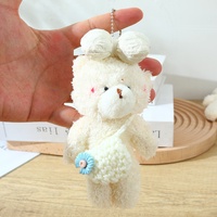 Mini petit doux avec croix diagonale ours en peluche porte-clés kawaii jouet dessin animé ours sac pendentif peluche breloque jouet pour fille cadeau