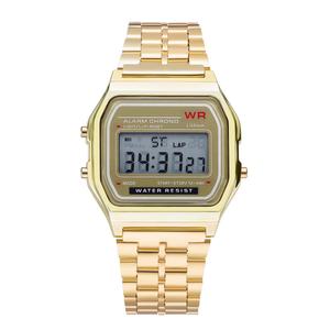 นาฬิกาสปอร์ตวินเทจ <span class=keywords><strong>F91W</strong></span> สำหรับผู้ชาย หน้าปัดสี่เหลี่ยม ดิจิตอล พร้อมนาฬิกาปลุก สายสแตนเลส ตัวเรือนโลหะผสม หรูหรา สง่างาม สไตล์ธุรกิจ - Product Image 1