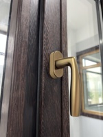 Ventanas de Madera de Wenge de Alta Calidad con Revestimiento de Aluminio para Villas de Lujo
