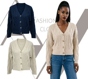<span class=keywords><strong>Cardigan</strong></span> da donna con scollo <span class=keywords><strong>a</strong></span> V in maglia <span class=keywords><strong>a</strong></span> <span class=keywords><strong>trecce</strong></span>, vintage, spesso, con bottoni, morbido, in maglia pelosa, alla moda, casual - Product Image 2