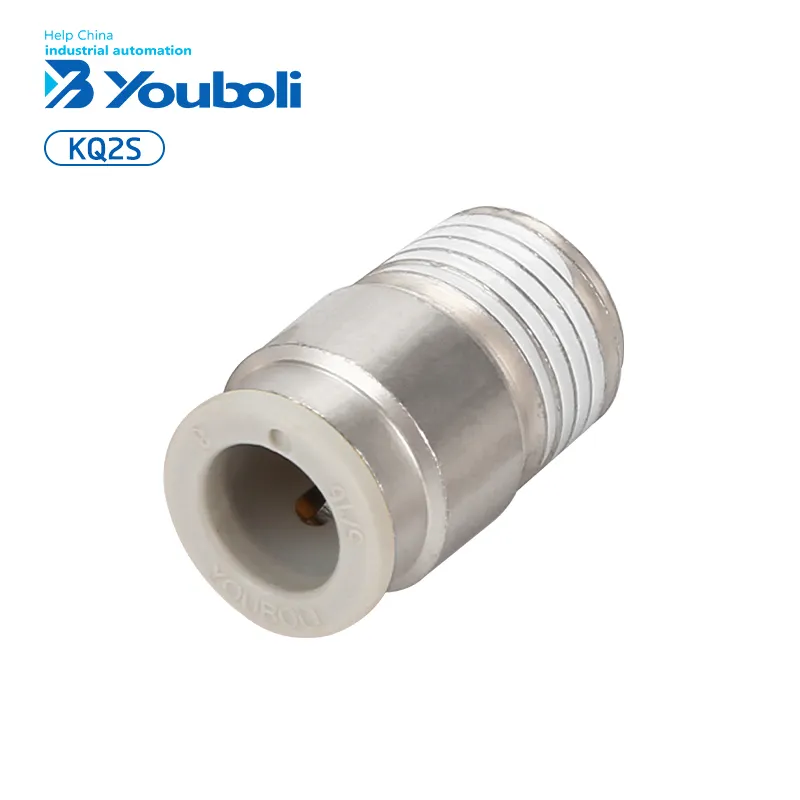 YBL KQ2S Series SMC Type Nickel-Plated Plastic Push-in Fittings White Straight Internal Thread Pneumatic Pipe Joint