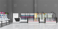 Meuble de présentation moderne pour ordinateurs portables, design personnalisé, étagères murales en verre pour magasin d'ordinateurs, pour la vente de casques audio