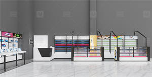 Scaffali moderni della parete del negozio di Computer di vetro su ordinazione di progettazione della mobilia dell'armadietto di esposizione del negozio del Computer per la vendita al dettaglio delle cuffie - Product Image 4