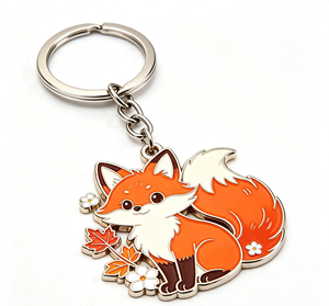 <b>Cute</b> Fox Metal Key Chain Zinc Alloy Enamel Cartoon <b>Keyring</b> Custom Logo Gift Souvenir - Product Image 3
