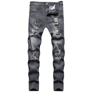 Modische Hip-Hop Streetwear Zerrissene Jeans mit Schäden und Kratzern Distressed Denim Designer Herrenhosen - Product Image 6