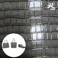 Cuero Sintético PU Profesional Personalizado con Superficie de Espejo de Cristal y Patrón de Cocodrilo Bicolor para Bolsos de Mano y Maletas de Mujer