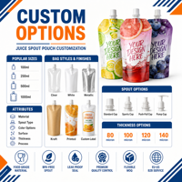 Op maat gemaakte voedselveilige drankenverpakking van yoghurt, gelei, fruitdrank, in een hersluitbare stand-up pouch met uitgiettuit van plastic.