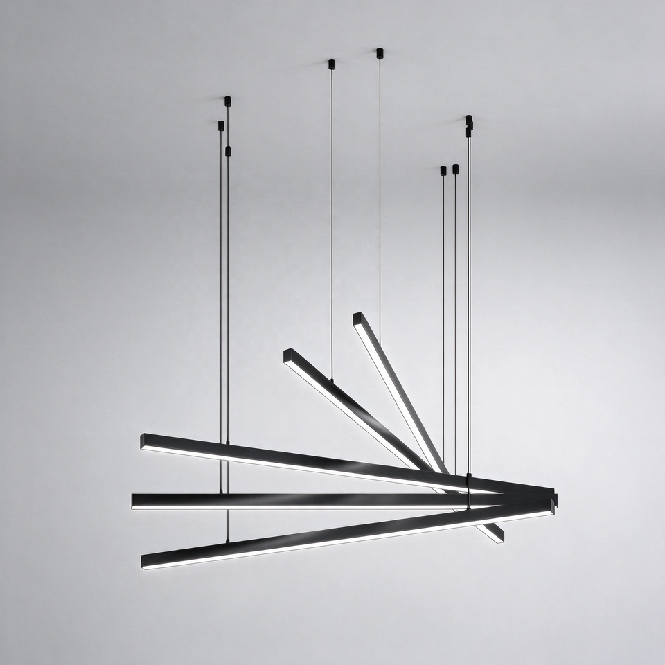 Modern Suspended LED Linear Pendant Light Customized Anti-Glare Series ...