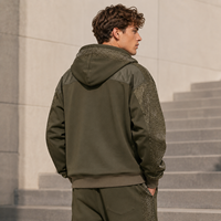 Sweat à capuche zippé patchwork personnalisé, veste à capuche zippée pour homme, logo brodé et manches ornées de strass pour tenues quotidiennes et streetwear