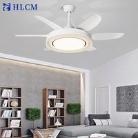 Ventilateur de plafond moderne avec moteur à courant continu, 6 vitesses, télécommande intelligente, lampe de plafond, lustre, ventilateur de plafond avec lumière LED à intensité variable