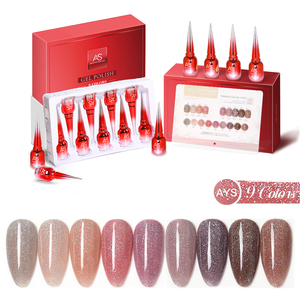 ชุดทำเล็บเจลลายตาแมวพร้อมโลโก้สั่งทำ สีนู้ด ชมพู แดง น้ำตาล กลิตเตอร์ ชุดทำเล็บเจลแบบลอกได้ ใช้กับหลอด UV/LED สำหรับทำเล็บเองที่บ้าน - Product Image 5
