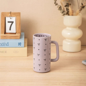 <b>Ceramic</b> Mug Purple Bow Pattern With Handle For Coffee Home Use - Product Image 2