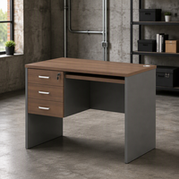 Bureau d'ordinateur moderne en bois avec 3 tiroirs verrouillables, plateau pour clavier, table d'étude compacte pour le bureau à domicile