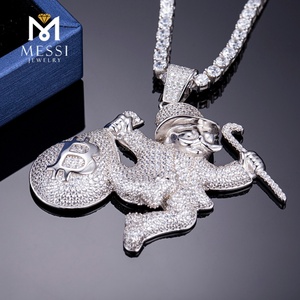Collar con Colgante de Plata 925 con Circonitas Cúbicas Estilo Hip Hop para Hombre, Joyería Messi - Product Image 3