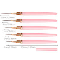 Lot de 5 pinceaux stylo pour nail art, pinceaux liner allongés pour dessin et traçage, stylo professionnel pour la peinture des ongles
