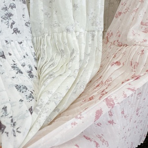 Váy voan xếp ly cổ tròn tay bồng dáng xòe eo cao tôn dáng in họa tiết dành cho nữ - Product Image 6