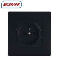 MICROLINK ML-PS-W08 Soket Prancis Harga Produsen Stok Tersedia 16A 250V Standar EU Stopkontak Dinding Listrik Putih/Hitam